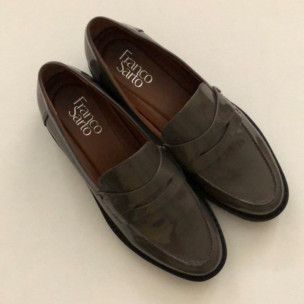 Franco Sarto Cassandra Patent Lug Sole Penny Loafer Grey Patent Size 7M